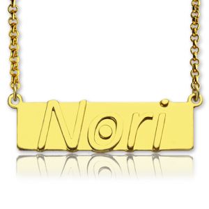 Custom Nameplate Bar Necklace 18K Gold Plated