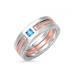 Benutzerdefinierte zwei Farbkombination Geburtsstein Ring in Roségold