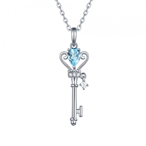 Natürliche Edelstein Schlüssel zu meinem Herz Halskette Sterling Silber 18 "