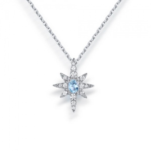 Hexagram Gemstone Pendant Sterling Silver 18" Chain