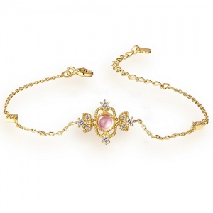Mother's Day Surprise Rhinestone Inlaid S925 Women Bracelet 7.5" Chain