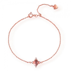 Natural Pink Quartz Bracelet Sterling Silver 7.5" Chain
