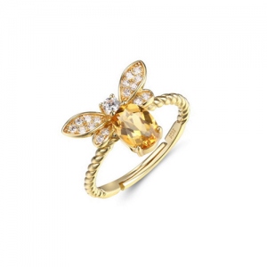 Bague Abeille Jaune Critine Naturelle-Plaqué Or