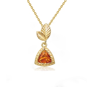 Collier Triangle et Feuille-Plaqué Or