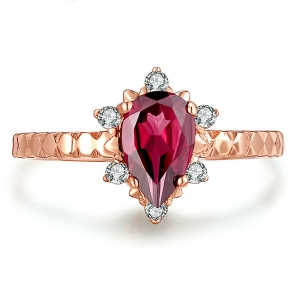 Bague Naturelle Rouge Pierre Précieuse-Plaqué Or Rose