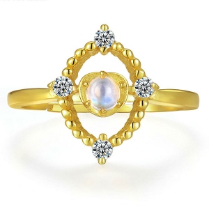 Bague Naturelle Pierre de Lune-Plaqué Or 18ct