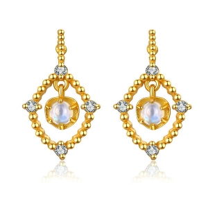 Natural Blue Moonstone Earrings In Gold Gift for Her