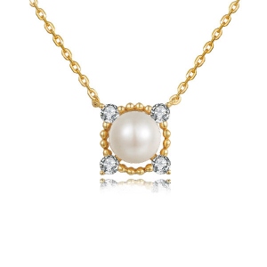 Natural Pearl Clavicular Chain Necklace 18" Gift for Her