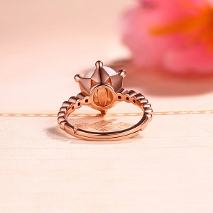 Elegant Natural Pearl Ring Rose Gold Plated Silver Size Adjustable 5-9