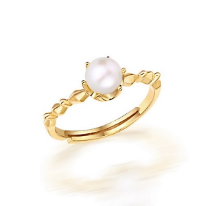 Elegant Freshwater Pearl Ring Gold Plated Silver Gift for Her