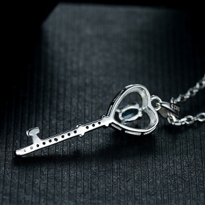 Key Shaped Gemstone Pendant 