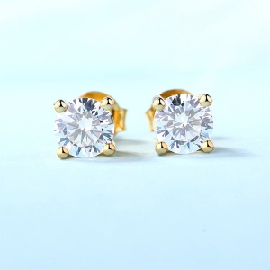 Personalized Gemstone Stud Earrings in Gold