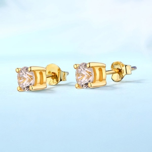 Personalized Gemstone Stud Earrings in Gold