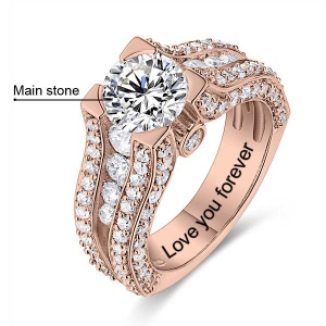 Engraved Gemstone Exclusive Bridal Ring In Rose Gold