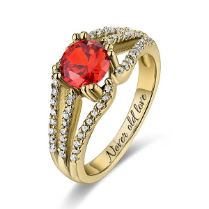 10k/14k Engraved Halo Gemstone Bridal Ring For Special Her