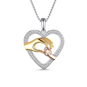 Collier Personnalisé Tenue de Main Coeur Pour Mamans