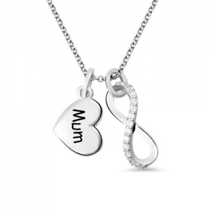 Personalisierte Gravierte Infinity Liebe Halskette  mit Gravur in Sterling Silber