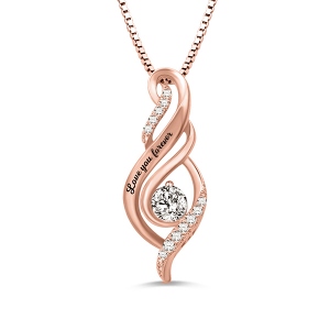 Personalisierte Halskette  für Mutter mit Geburtstagsstein in Rosegold
