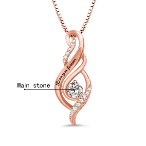 flame necklace with birthstone