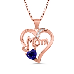 Collier Cœur-Pierre de Naissance-Plaqué Or Rose