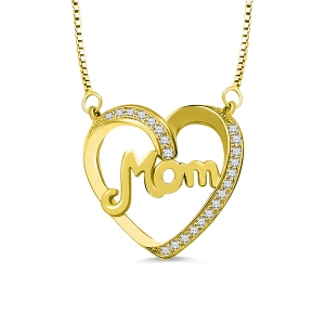 Mom Necklace With Birthstone In Gold