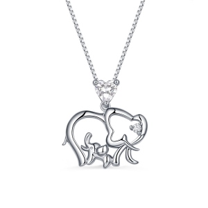 Collar personalizado de piedra de nacimiento con elefante para mamá