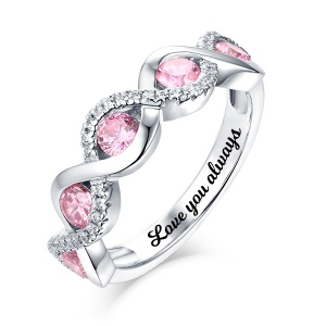 Personalisierter  Twistsband Ring in 925 Sterling Silber mit Geburtsstein
