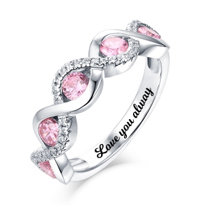Personalized Twist Ring with 5 Birthstones, 925 Sterling Silver With Mother's Day Birthday Jewelry Family