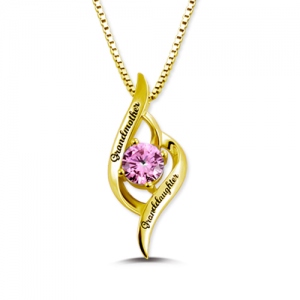 Personalized Grandmother And Granddaughter Love Necklace Gold Plated