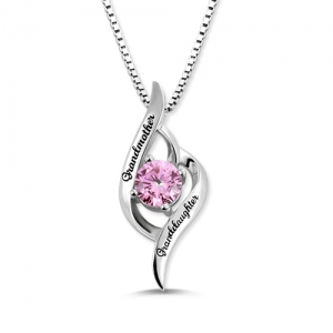 Personalisierte Grandmother und Granddaughter Liebeherz Halskette Sterling Silber