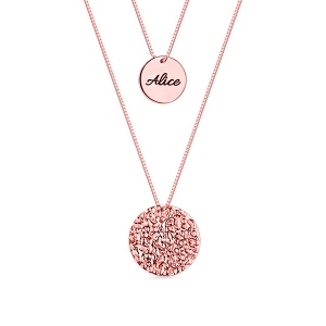 Personalisierte zweischichtige Namensscheibe Halsketten in Rosegold