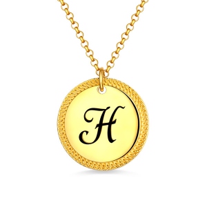 Personalisierte Kreis Halskette mit Initialen in Gold
