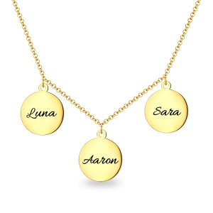 Personalisierte Triple-Scheiben Halskette in Gold