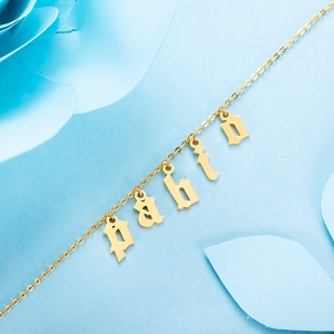 Personalized Letter Choker  Necklace Sterling Silver in Gold