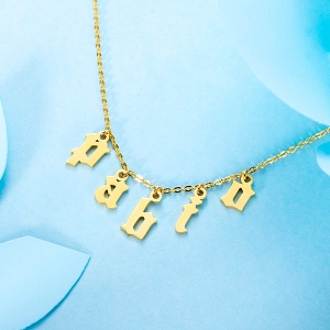 Personalized Letter Choker  Necklace Sterling Silver in Gold