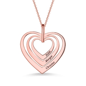 Familien-Herzkette mit Gravur in Rosegold