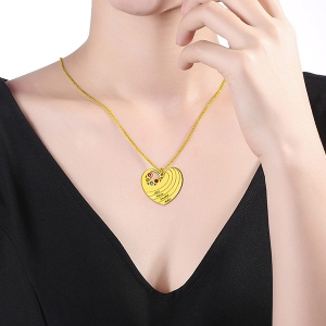 Personalized Heart Necklace with Birthstone& Name In Gold