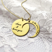 I Love You to The Moon and Back Love Necklace 18k Gold Plated