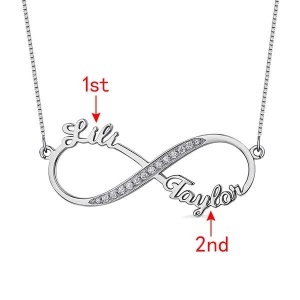 Custom Infinity Necklace with 2 Names in Sterling Silver
