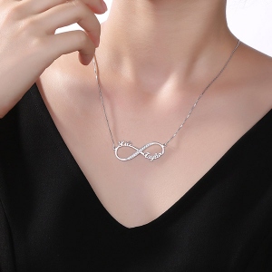 Custom Infinity Necklace with 2 Names in Sterling Silver