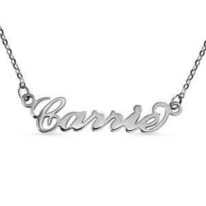 Personalized Carrie Name Necklace Solid White Gold
