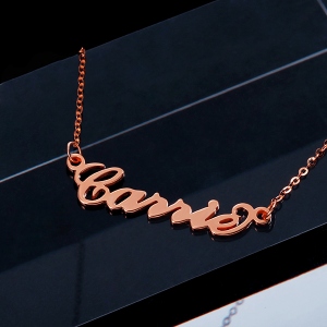 Personalized Carrie Name Necklace Solid Rose Gold