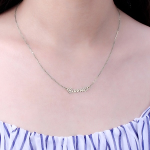 Personalized Carrie Name Necklace Solid White Gold