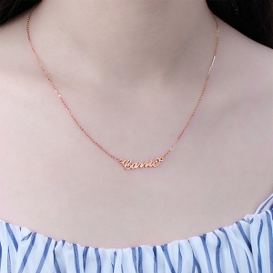 Personalized Carrie Name Necklace Solid Rose Gold