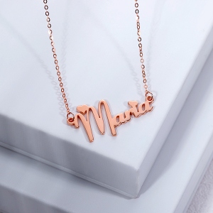 Solid Rose Gold Fiolex Girls Fonts Heart Name Necklace