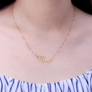 Personalized Solid Gold Fiolex Girls Font Heart Name Necklace