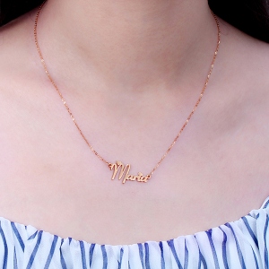 Solid Rose Gold Fiolex Girls Fonts Heart Name Necklace