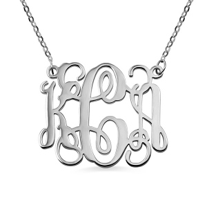 Personalized Monogram Necklace Solid White Gold 10k/14k/18k