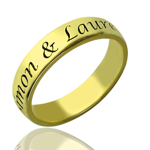 Anel com nome gravado, banhado a ouro 18k