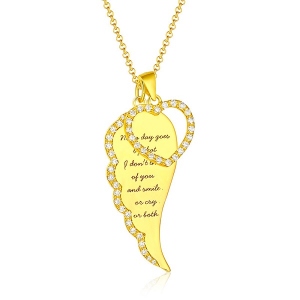 Collier Aille d'Ange-Gravure-Plaqué Or
